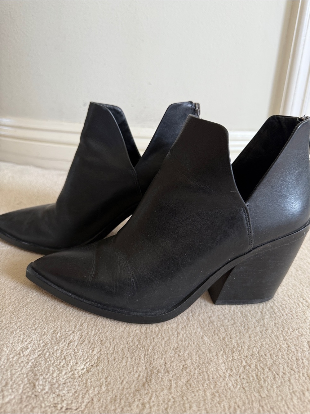Black Pointed-Toe Ankle Booties - Women's Fashion Heels